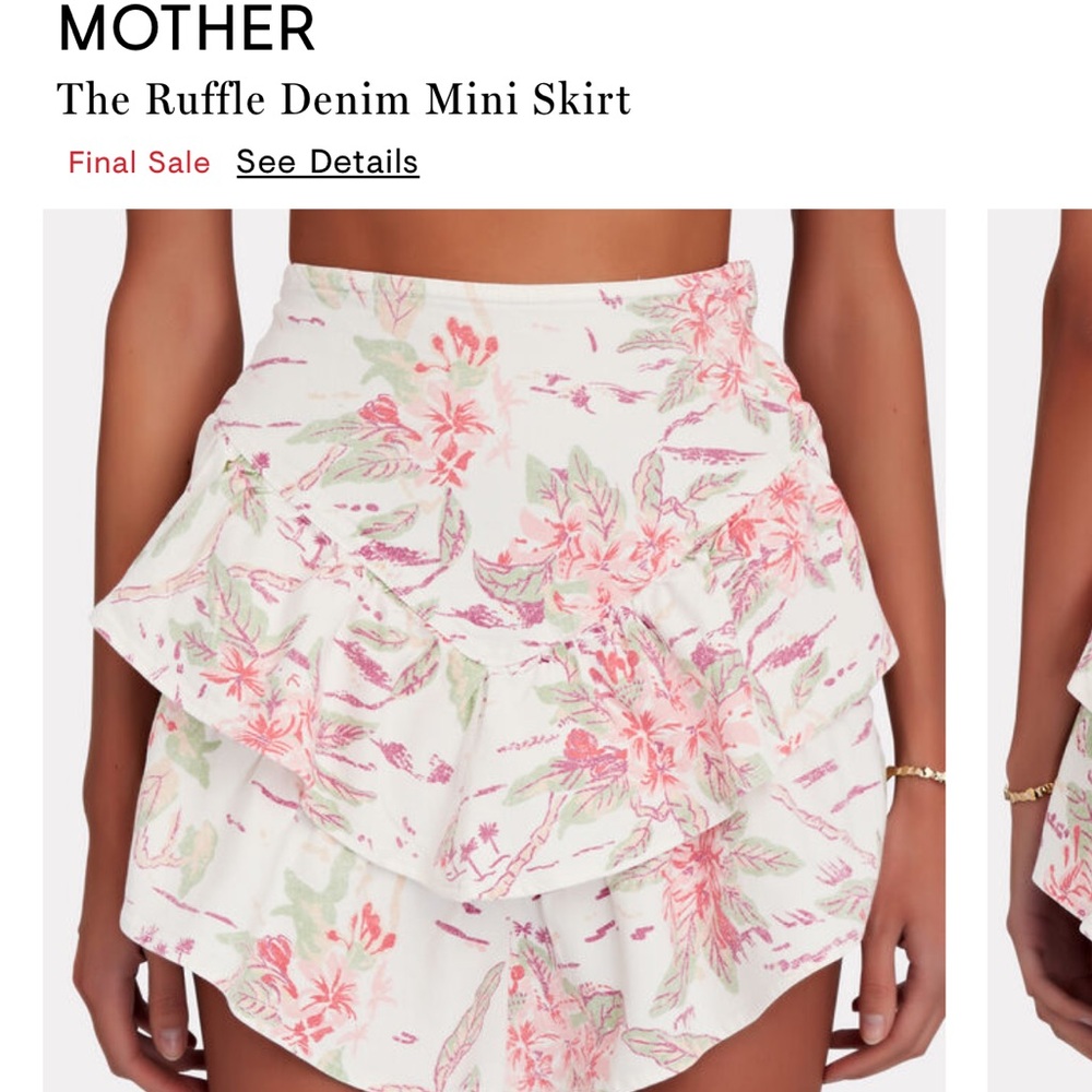 MOTHER The Ruffle Denim Mini Skirt (floral)